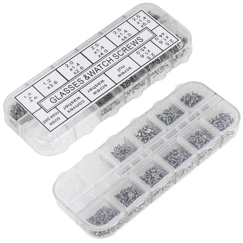 All In One Eyeglasses Repair Kit With 1100 Tiny Screws, compartment box with assorted screws for glasses and watches repair