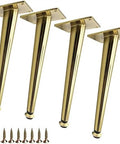 Adjustable Metal Furniture Legs With Slick Tapered Design Level Up Any Room Featuring No Sweat Assembly And Pre Drilled Base Plates Plus All Fasteners Included To Boost Coffee Tables Desks Chairs And Nightstands Effortlessly in gold finish.