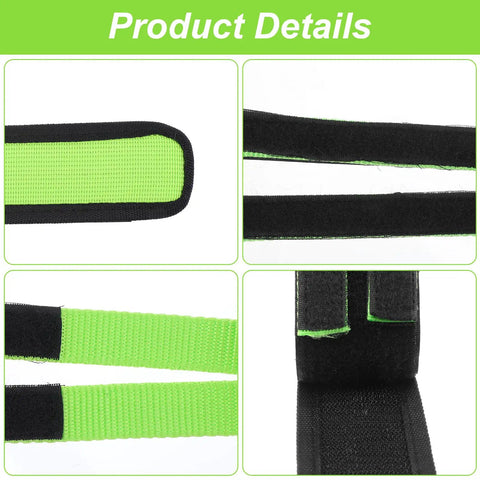 Close-up of Two Pack Green Bike Pedal Straps For Stationary Bikes Anti Slip Foot Straps Toe Clips showing nylon material and stitching details.