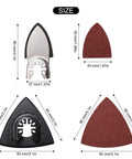 All-In-One Oscillating Tool Sanding Pads Kit With Triangle And Finger Pads, 100-Piece Multitool Sandpaper Pack sizes shown