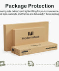 Modern Mate 63 Inch L Shaped Electric Standing Desk With Privacy Panel Ergonomic Adjustable Height Sit Stand Workstation Memory Settings For Home Office Productivity packaging boxes for safe delivery.