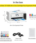 EcoTank Wireless Color All In One Printer With Scanner And Copier, Fax, Ethernet, Supertank System, white, ideal for small business use