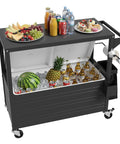80 Quart Rolling Ice Chest With Built In Top Prep Table And Four Wheels Party Patio Cooler Cart Portable Outdoor Beverage Cooler With Drain Plug Weather Resistant For BBQs Pool Decks Indoor And Outdoor Use