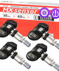 MX Sensor 315 Plus 433MHz Universal TPMS Sensor For Cars And SUVs Tire Pressure Monitoring System EZ Install Relearn Ready High Accuracy Durable Build Ideal Replacement Tire Sensor 2 Year Warranty, 4-pack with metal stems