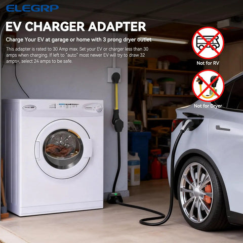 Legit Game Changer Nema 10 30P To 14 50R Adapter Cord For Instant Level 2 EV Charging, 30 Amp Dryer Plug, 12 inch length.