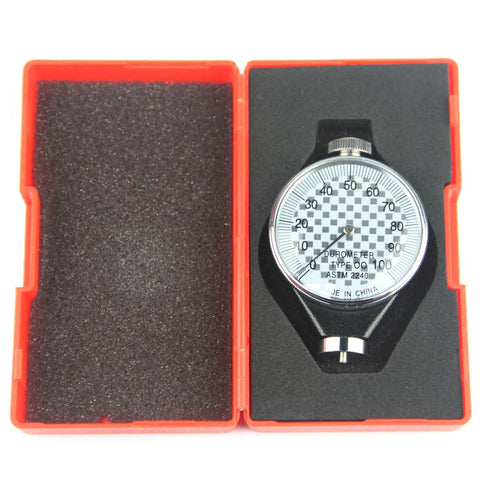 OO Durometer Dial Rubber Hardness Tester Type OO Handheld Gauge 0-100 Hoo, ASTM 2240 Compliant in red carrying case