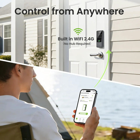 Smart Wifi Door Lock With Five In One Fingerprint Keyless Entry And Easy Peasy Remote App Control For Front Door Security Featuring Real Time Alerts And Custom Guest Codes For Solid Kick Back Home Protection