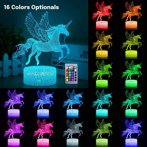 3D Unicorn Illusion Night Light With Remote Control, 16 Color Modes, Dope Desk Lamp For Kids And Girls, Flying Unicorn Visual Lamp, Perfect Birthday Gift And Home Decor
