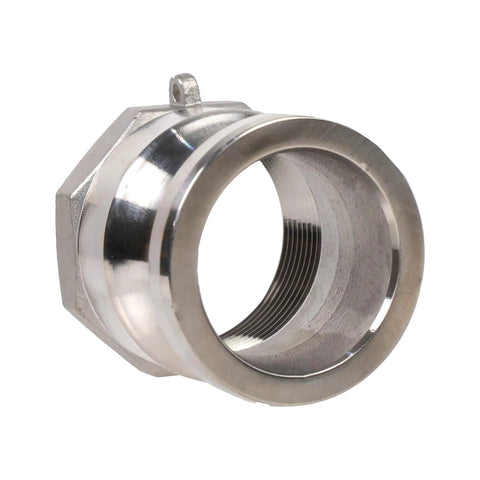Two Pack Heavy Duty 1 5 Inch Camlock Fittings Solid 316 Stainless Steel Quick Connect Hose Couplers Top Tier Build Female NPT Threads Killer For Chemical And Industrial Workflows close-up of female NPT threaded camlock fitting
