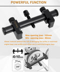 Adjustable Crankshaft Pulley Puller Tool for ribbed pulleys 35mm to 160mm, heavy-duty design, black metal, jaws open to 165mm