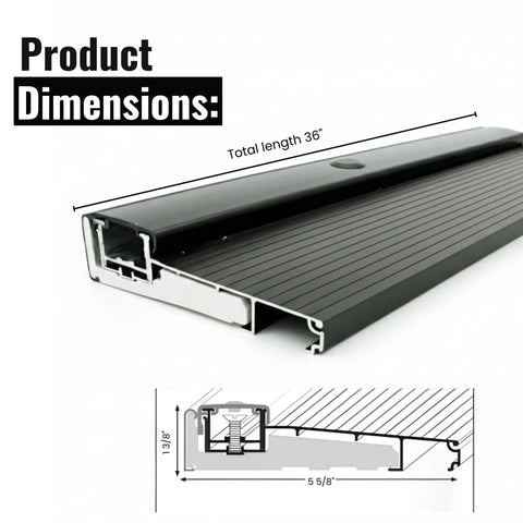 Heavy Duty Adjustable Aluminum Threshold For Secure Exterior Doors Commercial Or Residential Drip Free Black Finish 36 Inch Wide product dimensions diagram