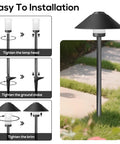 4 Pack Dusk To Dawn Outdoor Pathway Lights With Dimmable LED Landscape Lighting installation steps and light on pathway
