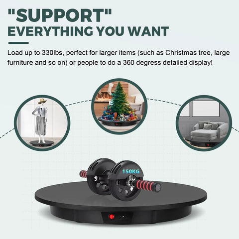 Flyrivergo Large Photography Turntable 24 Inch Rotary Platform With Remote Control For 360 Degree Video Shoots supporting various large items.