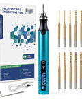 Badass Slick Five Speed Rechargeable Mini Drill Pen With Lcd Display And Ten Drilling Bits Portable Cordless Micro Electric Hand Tool, blue.