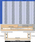 Size chart and diagram for Beefy Heavy Duty Drawer Slides With Lock Full Extension Ten To Sixty Inches Industrial Side Mount.