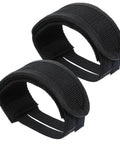 Double Adhesive Adjustable Bike Pedal Straps With Anti Slip Toe Clips Universal Foot Straps in black nylon, pack of 2