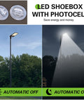 Switchable 240W 300W LED Parking Lot Light With Photocell Sensor 5000K Street Lighting day and night operation illustration