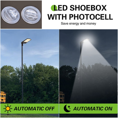 Switchable 240W 300W LED Parking Lot Light With Photocell Sensor 5000K Street Lighting day and night operation illustration