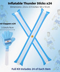 48 Pack Soccer Fan Noisemaker Set With 24 Inflatable Thunder Sticks And 24 Hand Clappers, Argentina Flag Theme