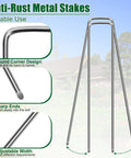 12 Inch Galvanized Landscape Staples Stakes For Weed Barrier Fabric And Garden Projects, Rust Resistant Heavy Duty Pins