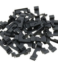Pile of Durable 35mm DIN Rail End Cap Protector Covers For Terminal Blocks, Black Plastic End Mount, Clamp Style, Eco Friendly Materials