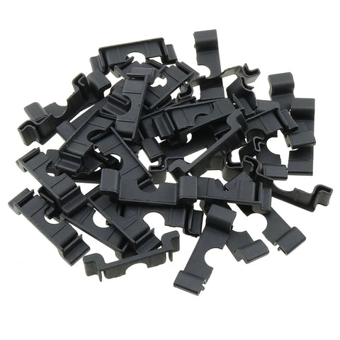 Pile of Durable 35mm DIN Rail End Cap Protector Covers For Terminal Blocks, Black Plastic End Mount, Clamp Style, Eco Friendly Materials