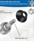 Beefy Ball Joint And Bracket Kit 2-Pack for Sportsman ATV, parts labeled with materials - iron and wear-resistant rubber.