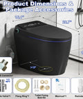 Premium Smart Toilet With Built In Bidet And Heated Seat Delivers Warm Cool Water Plus Rapid Air Dry dimensions and accessories image.