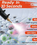Powerful 2500W Portable Handheld Steam Cleaner With 1500ml Tank releasing steam in 10 seconds for high temp cleaning