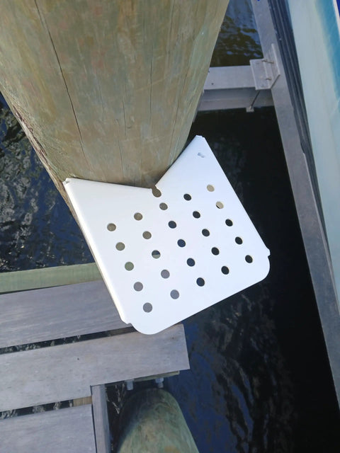 Boat Dock Step Single Step Boarding Platform Aluminum With Powder Coat Finish Post Mount Dock Accessory Built To Last With Stainless Steel Lag Bolts For A Solid Pier Post Mount And A Two Year Warranty With Easy Versatile Height Positioning, white aluminum step on dock post