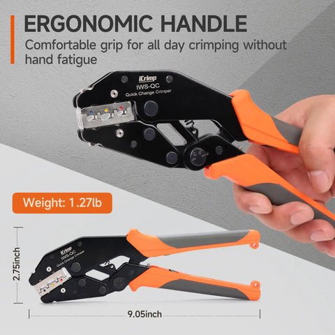 Ratcheting Crimp Tool Set With Wire Stripper And Quick Change Jaws For Open Barrel Terminals Insulated And Non-Insulated Terminals Solar Terminals End Sleeves And Ferrules 8 Piece All In One Kit For Electricians And DIYers