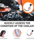 Universal Dial Antifreeze Tester For Cars And Trucks measures glycol fluid concentration with a rubber bulb for easy operation.