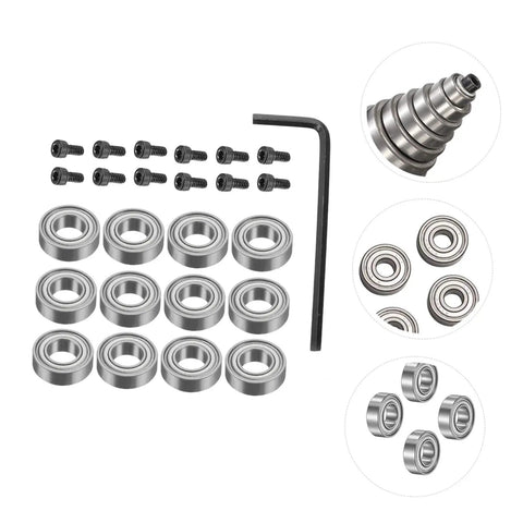 12 Piece Router Bit Bearing Replacement Accessory Kit With Top Mounted Ball Bearings For Router Bits, Double Shielded Design