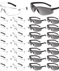 Heavy Duty Clear Safety Glasses For Guys Ansi Z87.1 Polycarbonate Eye Shields Scratch Proof Wind Dust Guard Built Tough For Indoor Outdoor Job Sites 30 Pack set of clear and tinted safety eyewear.