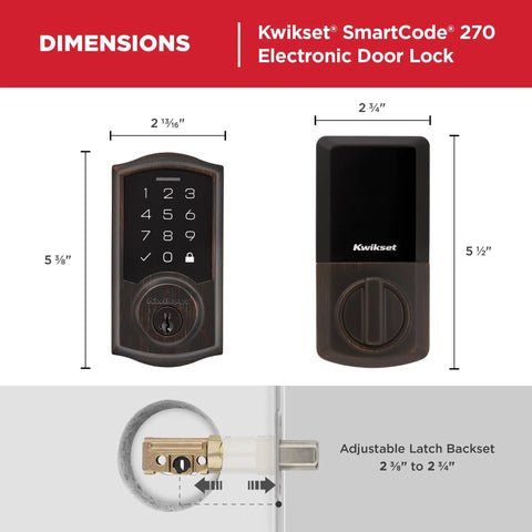 Keyless Entry Electronic Touchpad Deadbolt Door Lock With Auto Lock, Custom User Codes, 5 1/2 inch height, Venetian bronze finish
