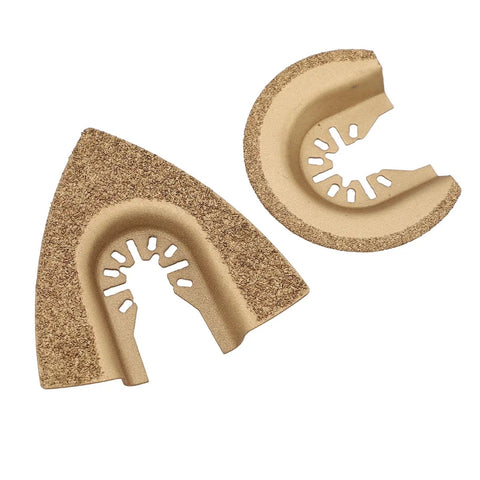Do It All Oscillating Saw Blades Set for Wood Plastic Metal Semicircular High Carbon Steel Multitool Attachments, 2 pieces close-up view