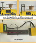 Sleek Desktop 3D Filament Extruder And Auto Coil Winder showing adjustable reel positioning for various widths.