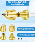 Polished Gold Shower Knob Set Two Piece Replacement For Verve Faucet Handles With 12 Tooth Valve Stem Kit