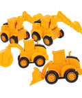4 Piece Front End Loader Plastic Engineering Vehicle Models for compact construction trucks built for kids to boost hand eye coordination