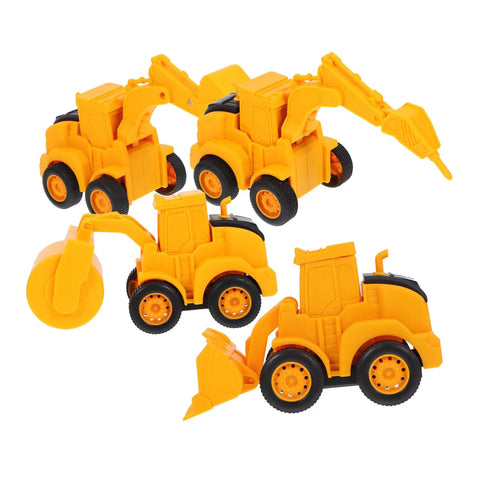 4 Piece Front End Loader Plastic Engineering Vehicle Models for compact construction trucks built for kids to boost hand eye coordination