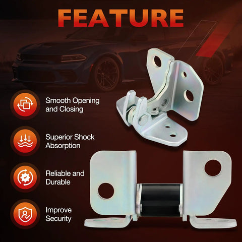 Driver Side Left Front Door Hinges Upper Lower Set For Jeep Grand Cherokee Dodge Charger Durango Chrysler 300 replacement kit features close-up view.