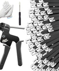 Heavy Duty Beefed Up Black Galvanized Steel Cable Ties Kit With Tie Gun Screwdriver And Protective Gloves 11.8 Inch 304 Stainless Metal Zip Ties For Outdoor Fence Projects All In One