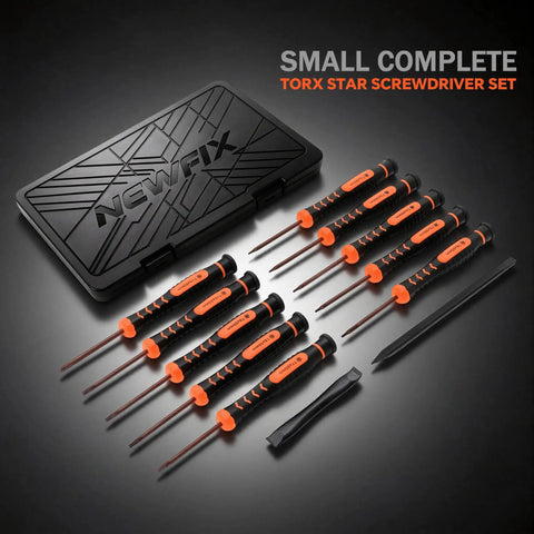All-In-One Newfix 10 Piece Torx Screwdriver Set With Case For Apple Macbook Xbox PS4 Ps5 Computer Knives Ring Doorbell T2 To T15 Star Bits Security Driver Tool Kit, case and handles