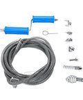 Heavy Duty Steel Drain Auger Cable With Six Removable Cutting Blades And Extended Ten Foot Reach For Knocking Out Stubborn Plugs From Kitchen Sink Lines To Bathroom Pipes Without Breaking A Sweat.