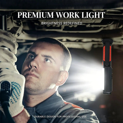 Mechanic using Go To Rechargeable LED Work Light With Magnetic Base And Hanging Hook Portable Waterproof All Purpose Flashlight For Car Repair
