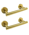 Gold 2 Pack Pivoting Toilet Paper Holder In SUS304 Stainless Steel Wall Mounted Double Post Tissue Roll Holder For Commercial Bathrooms And RVs Rustproof And Built To Last, brushed gold finish, side view
