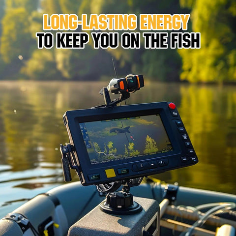 Fish finder powered by 12V 20Ah LiFePO4 Battery With BMS For Fish Finder, Ham Radio, Solar System And Outdoor Camping