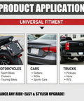 Universal fit images displaying Heavy Duty Aluminum License Plate Bolts 4 Pack for motorcycles, cars, and trucks.