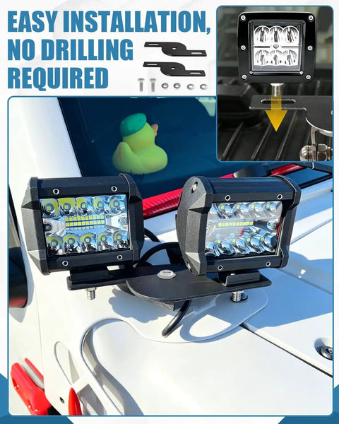 Universal Dual Pod Light Mounting Brackets For Off Road Vehicles Run Two LED Pods On One Side With Wider Lighting Coverage