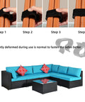 Outdoor Patio Furniture Alignment Clips Pack Of 10 Non Slip Rattan Sofa And Chair Fasteners shown in use on orange tubes.